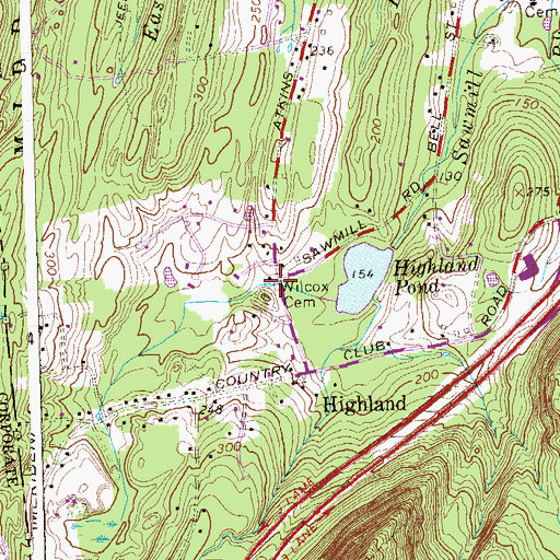 Topographic Map of Wilcox Pond, CT