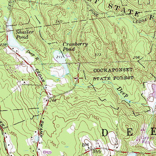 Topographic Map of Winthrop Country Club, CT