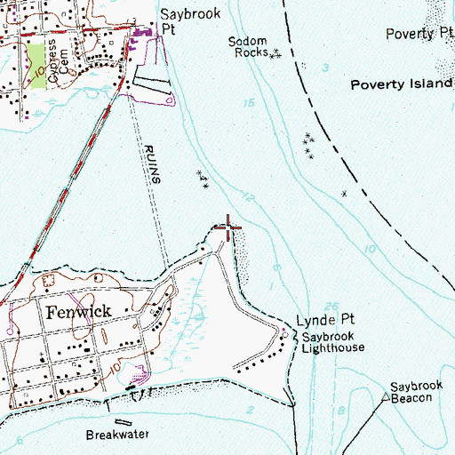 Topographic Map of Yacht Club Point, CT