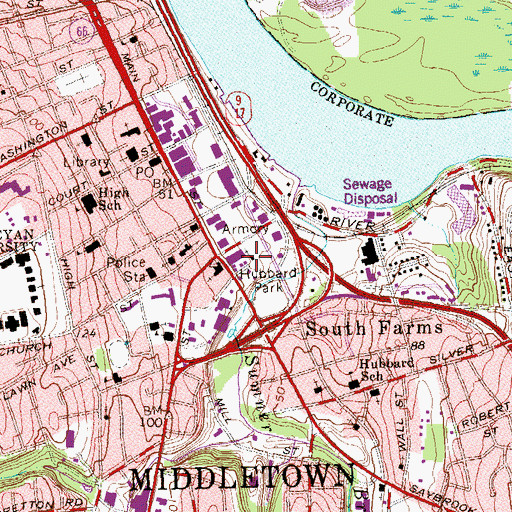 Topographic Map of Zion Baptist Church, CT