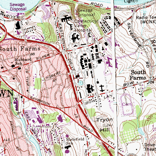 Topographic Map of Saint Mary Cemetery, CT