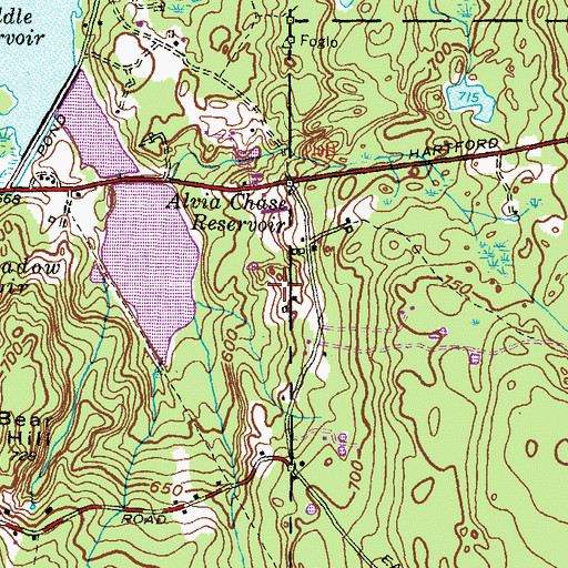 Topographic Map of Alva Pond Hill, CT