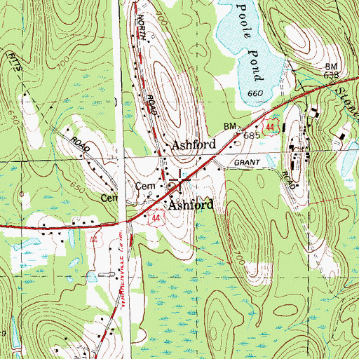 Topographic Map of Ashford Academy, CT