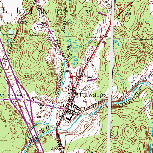 Topographic Map of Attawaugan Fire Station 62, CT