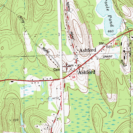 Topographic Map of Babcock Cemetery, CT