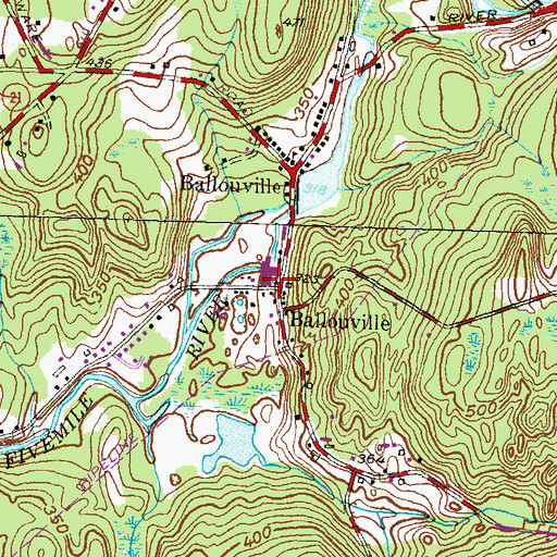 Topographic Map of Ballouville Post Office, CT