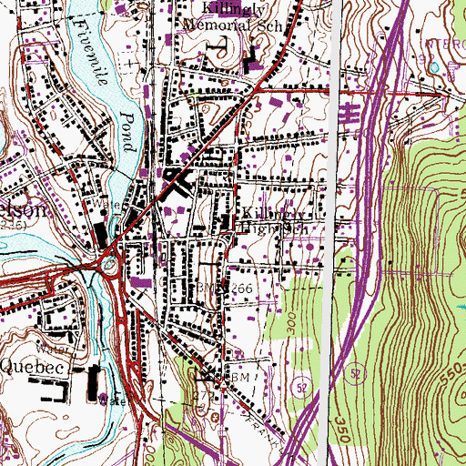 Topographic Map of Baptist Church of Danielson, CT