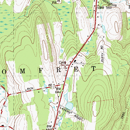 Topographic Map of Benson Cemetery, CT