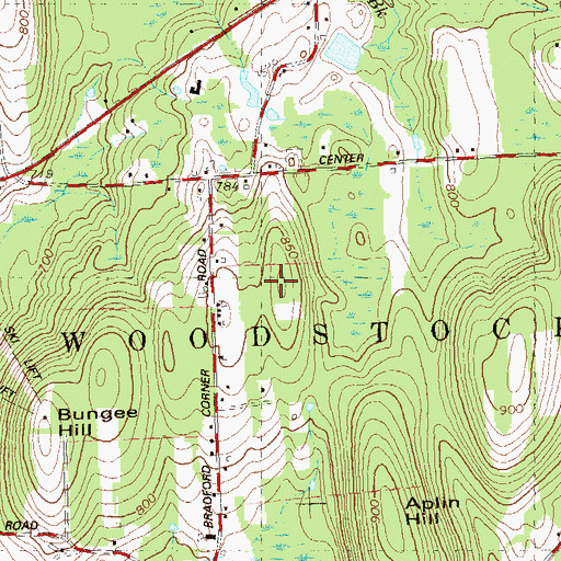 Topographic Map of Bradford Hill, CT
