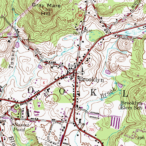 Topographic Map of Brooklyn Common, CT