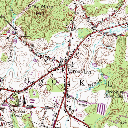 Topographic Map of Brooklyn Green Historic District, CT