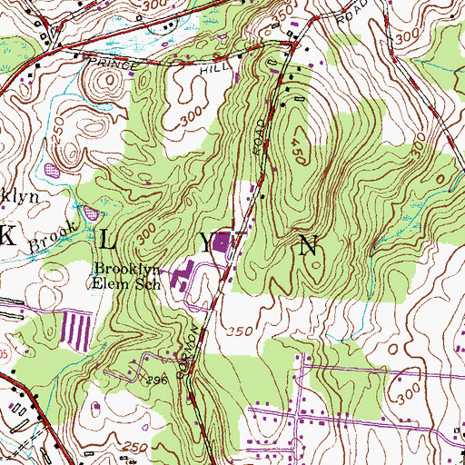 Topographic Map of Brooklyn Middle School, CT