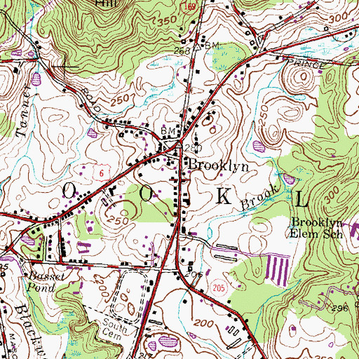 Topographic Map of Brooklyn Post Office, CT