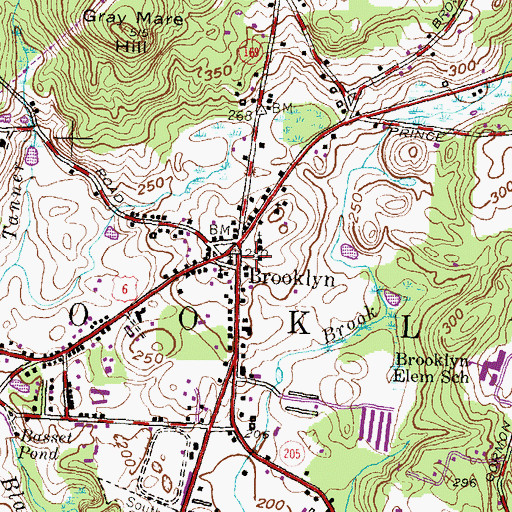 Topographic Map of Brooklyn Town Library Association, CT