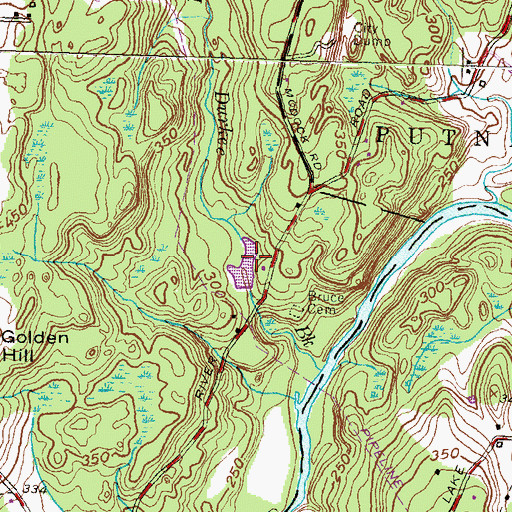 Topographic Map of Bruce Ponds, CT