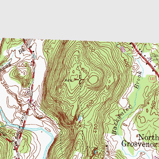 Topographic Map of Buck Mountain, CT