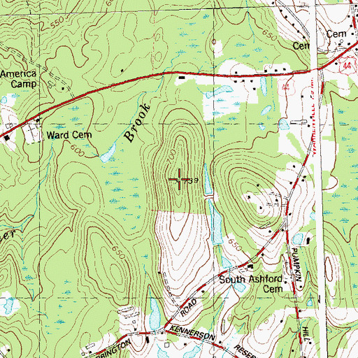 Topographic Map of Bucket Hill, CT