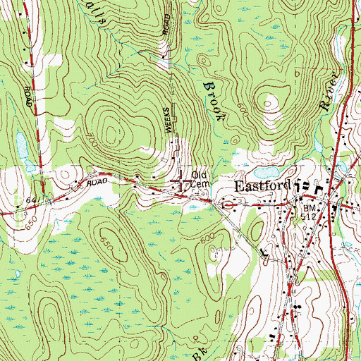 Topographic Map of Buells Greenhouses, CT