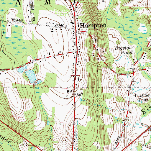 Topographic Map of Burnham-Hibbard House, CT