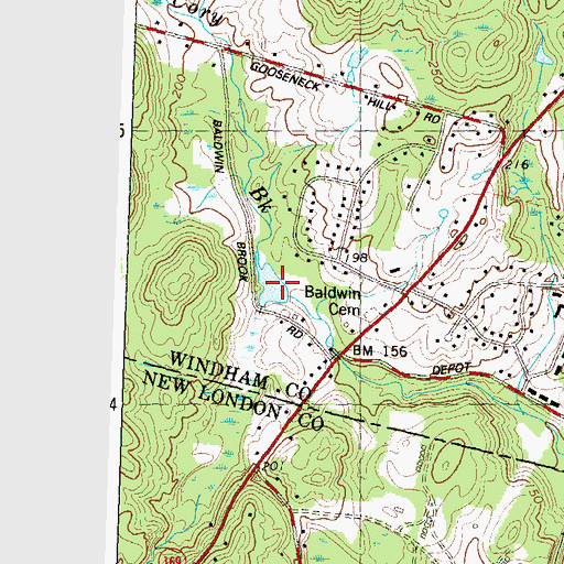 Topographic Map of Burr Smith Pond, CT