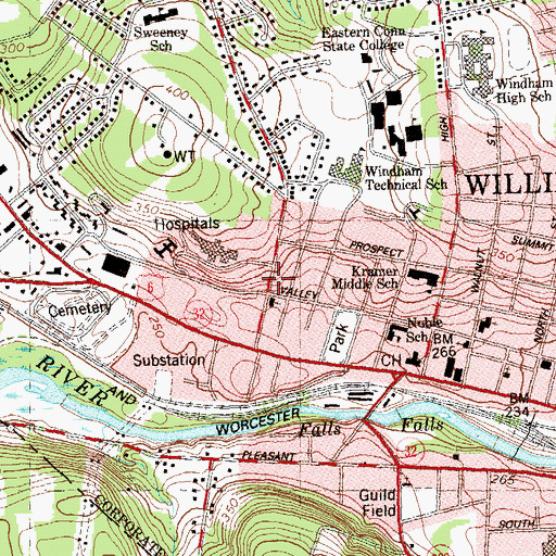 Topographic Map of Calvary Baptist Church, CT