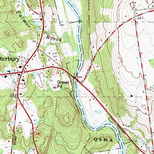 Topographic Map of Canterbury Bridge, CT