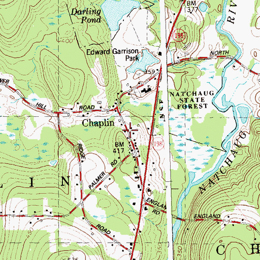Topographic Map of Chaplin Historic District, CT