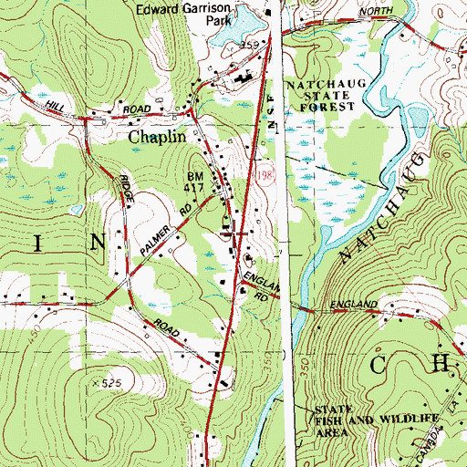 Topographic Map of Chaplin Museum, CT