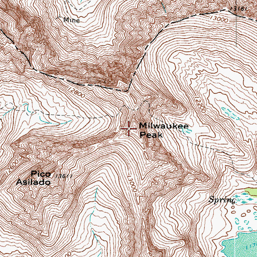 Topographic Map of Milwaukee Peak, CO