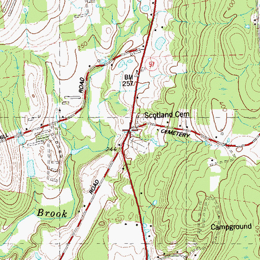 Topographic Map of Church Bridge, CT