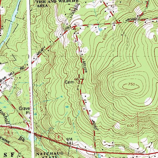 Topographic Map of Clark Cemetery, CT