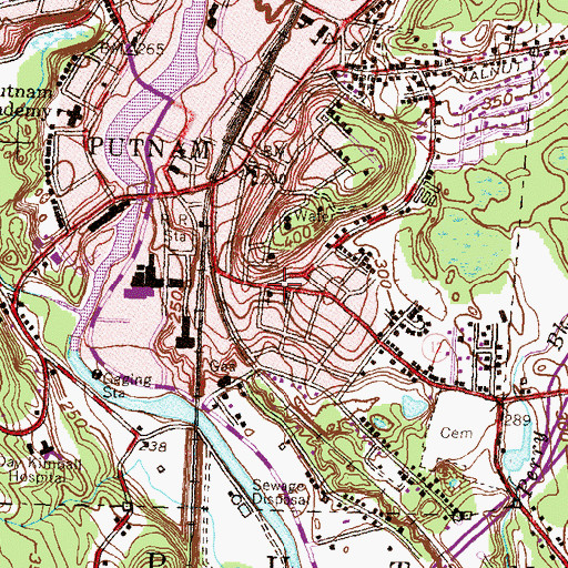 Topographic Map of Congregational Church of Putnam, CT