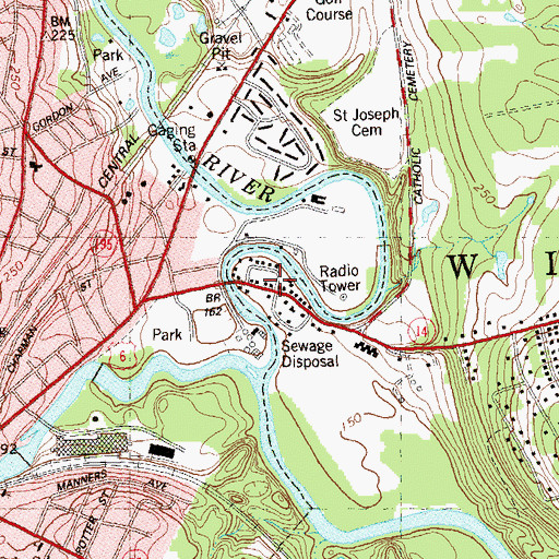 Topographic Map of Crotch of the River, CT