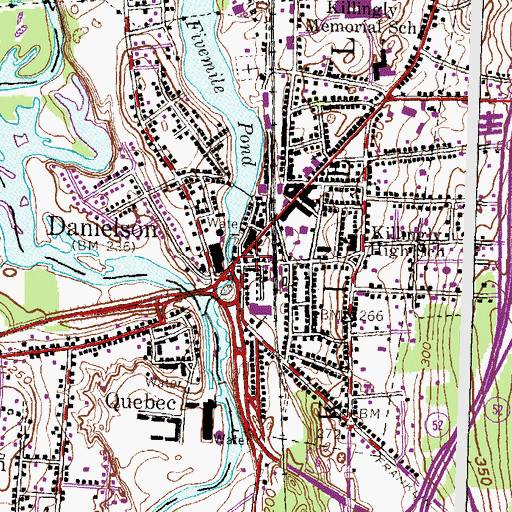 Topographic Map of Danielson Post Office, CT