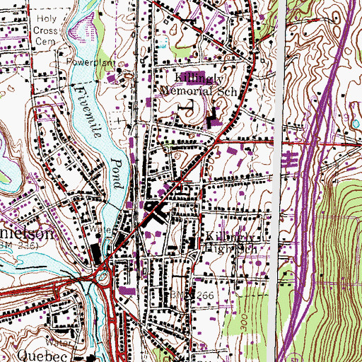 Topographic Map of Danielson United Methodist Church, CT