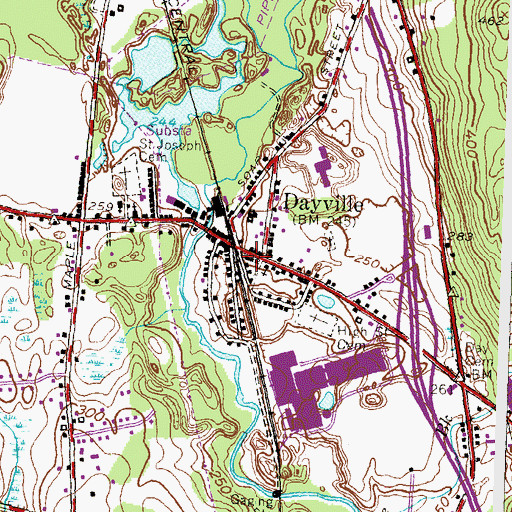Topographic Map of Dayville Fire Department Station 63, CT