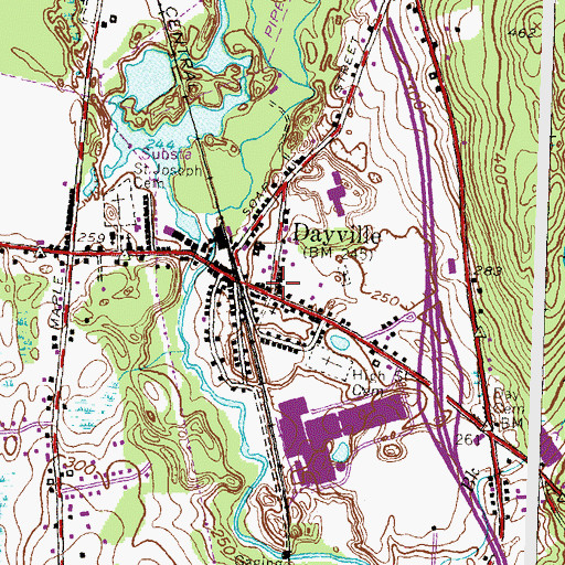 Topographic Map of Dayville Historic District, CT