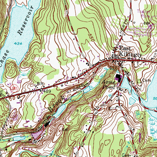 Topographic Map of East Killingly Post Office, CT