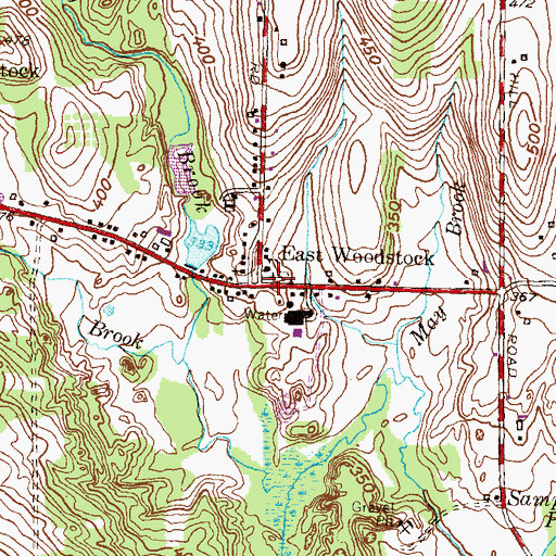 Topographic Map of East Woodstock Cemetery, CT