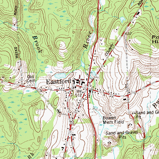 Topographic Map of Eastford Elementary School, CT