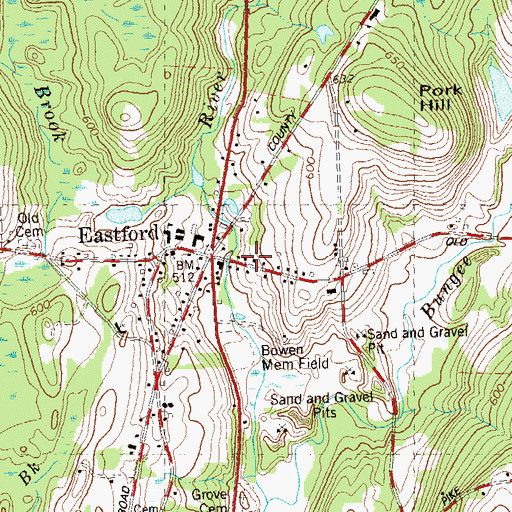 Topographic Map of Eastford Public Library, CT