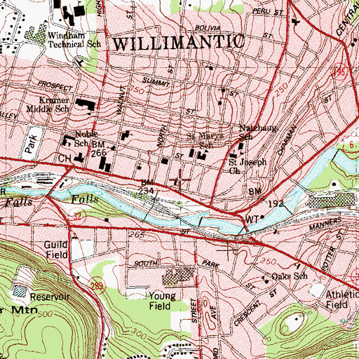 Topographic Map of First Baptist Church, CT