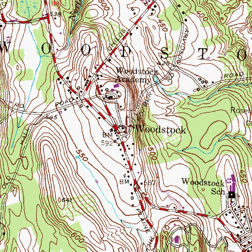 Topographic Map of First Congregational Church of Woodstock, CT