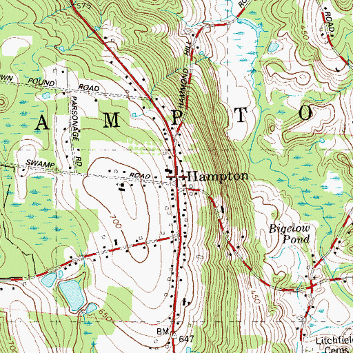 Topographic Map of Fletcher Memorial Library, CT