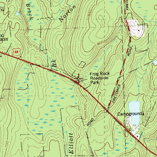 Topographic Map of Frog Rock, CT