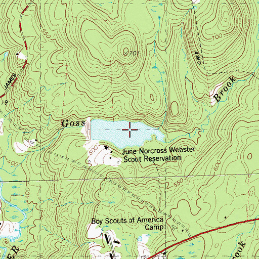 Topographic Map of Goss Pond, CT
