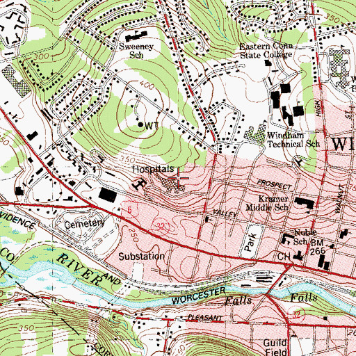 Topographic Map of Grant Medical Library, CT