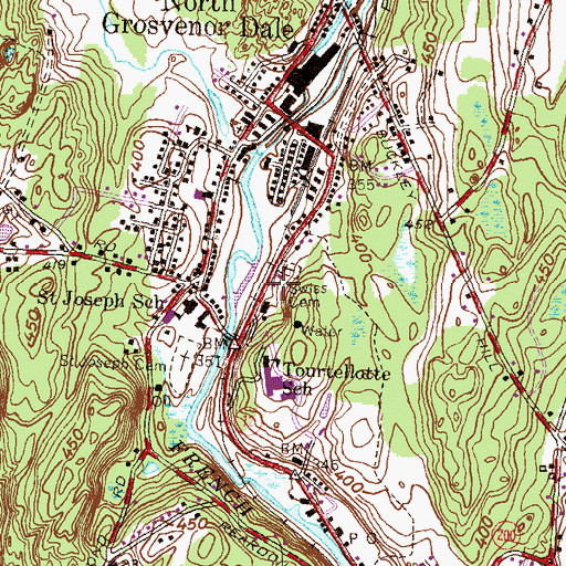 Topographic Map of North Grosvenor Dale Post Office, CT