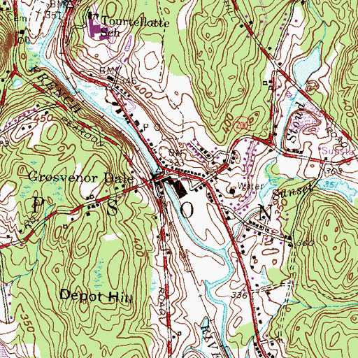 Topographic Map of Grosvenordale Company Mill (historical), CT