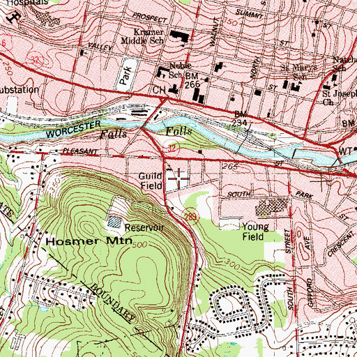 Topographic Map of Guild Field, CT